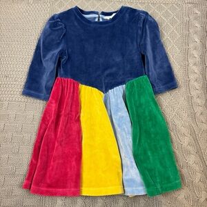 Mini Boden Rainbow Velour Girls Twirl Dress 3/4